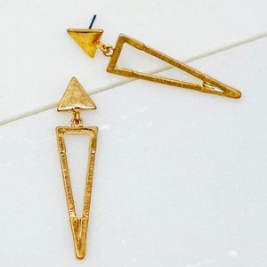 Hammered Silver triangle dangle earrings